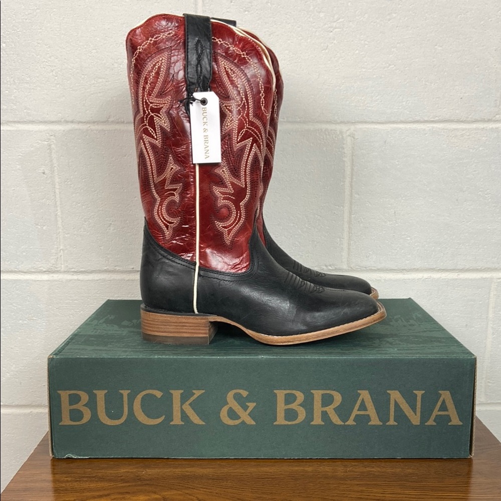 NIB Buck & Brana Women's Fedra Authentic Leather Cowgirl Boots Size 8.5 Black